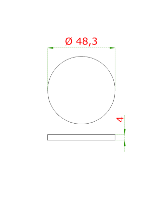 Ukončení-krytka (ø 48.3mm / H: 4mm), broušená nerez K320 / AISI304