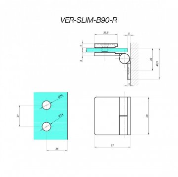 VER-SLIM-B90-R-1 - Zvedací závěs