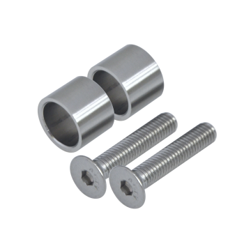 Přechod na vymezení vzdálenosti mezi sloupem (plochý) a kotevní deskou, ø 20x2,0 mm /L:15 mm, vnitřní šroub: M8x40 mm, broušená nerez K320 / AISI304, bal: 2ks
