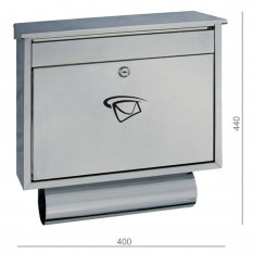 DOPRODEJ Poštovní schránka (400x440x100 mm), max. formát listu: C4, leštěná nerez / AISI4304