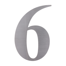 Číslo domovní 6, (156x1.5mm), s 3M páskou, broušená nerez K320/AISI 304