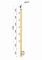 Dřevěný sloup, boční kotvení, 5 řadový, průchozí, vnější, vrch nastavitelný (ø 42mm), materiál: buk, broušený povrch bez nátěru