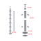 Nerezový sloup, vrchní kotvení, 6 řadový, rohový: 90°, vrch pevný (ø 42.4x2mm), broušená nerez K320 /AISI304