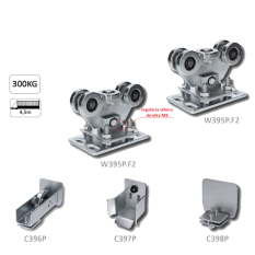 Set PICCOLO KLASIK bez profilu pro samonosný systém 69x69mm (2x vozík W395P.F2, 1x náběhové kolečko C396P, 1x doraz C397P, 1x krytka C398P)