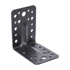 Úhelník s prolisem 90x90x65 mm, 2,0 mm, černý, díry průměr 5 mm - 16 ks, 7 mm - 12 ks, 11 mm - 2 ks