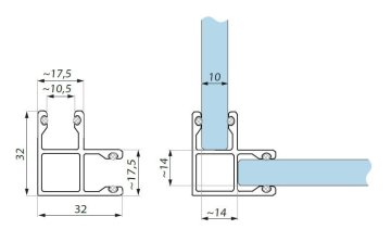 FIXL10-SET3000NABL - Spojovací profil "L" sklo - 90° sklo