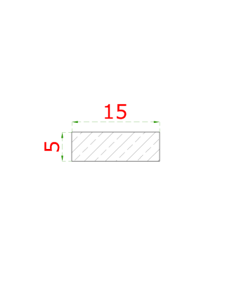 Nerezová tyč plochá 15x5mm, cena za 1ks(3m) broušená nerez K320 /AISI304