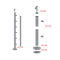 Nerezový sloup, vrchní kotvení, 6 řadový, průchodný, vrch nastavitelný, (ø 42,4x2 mm), broušená nerez K320 / AISI304