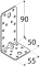 úhelník s prolisem 90x50x55mm, 2,0mm, pozink, díry průměr 5mm-20ks, 11mm-2ks