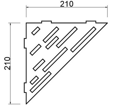 Rohová police do koupelny, broušená nerez AISI 304 / K320