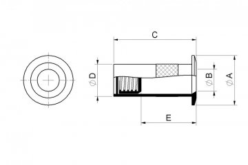Mosazná západka k zástrčím, vnitřní ø 14 mm, vnější ø 18 mm, délka 30 mm, s pružinkou, hloubka zapuštění 20 mm