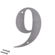 Číslo domovní 9, (127x1.5mm), s dírami, broušená nerez K320 / AISI 304
