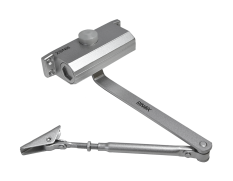 Hydraulický zavírač (148x36x56 mm) pro interiérové dveře, max. délka dveří: 850 mm / max. váha dveří: 45 kg, materiál: AL s povrchovou úpravou - stříbrná