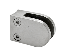 Svorka skla / plechu na trubku ø 42,4 mm (40x29x18 mm), broušená nerez K320 /AISI304, balení neobsahuje gumičky na sklo