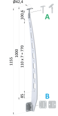 Nerezový vypalovaný sloup, boční kotvení, 8děrový