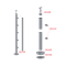 Nerezový sloup, vrchní kotvení, 5 řadový průchodný, vrch pevný (ø42,4x2 mm), broušená nerez K320 / AISI316