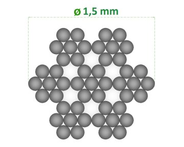 Nerezové lanko ø 1.5mm (7x7 dr.) /AISI316