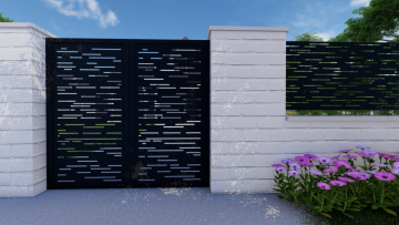 Designová kovová výplň, laserem vypálený vzor 8311, rozměr 1000x2000x2,0 mm +/- 0,5%, výška výpalku 15,5 mm, bez povrchové úpravy, perforace 15%
