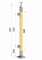 Dřevěný sloup, vrchní kotvení, výplň: sklo, levý, vrch pevný (40x40 mm), materiál: buk, broušený povrch bez nátěru