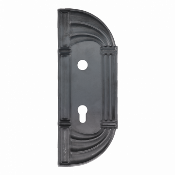 Štítek 310x116x2 mm s otvory, rozteč 90 mm, otvor pro kliku ø 19,5 mm, zdobený, pravý, s otvorem pro zámek