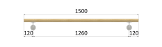 Madlo drevené (1500mm), materiál: buk, brúsený povrch bez náteru, set: 2 ks úchyt, madlo s ukončením