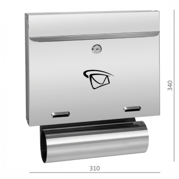 Poštovní schránka (340x310x60 mm), vhoz (20x305 mm) max. formát listu: A4, leštěná nerez /AISI304