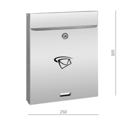 Poštovní schránka (305x250x60 mm), vhoz (20x240 mm) max. formát listu: A4, leštěná nerez /AISI304