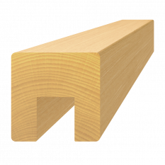Dřevěný profil (40x40mm/L:3000mm) s drážkou 17x20mm, materiál: buk, broušený povrch bez nátěru, balení: PVC fólie; necinkovaný materiál