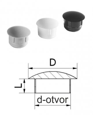 Vnútorná plastová krytka guľatá D-16mm, d-13mm, L-6,9mm - Barva ZDO: Černá