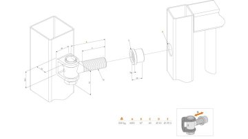 LOCINOX® navařovací pánt G90Z-B, 90° otevíratelný, nastavitelný, závit M20 zvýšená bezbečnost