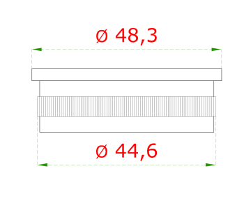 Ukončení - zátka na trubku ø 48.3mm, broušená nerez K320 / AISI304