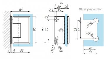 GX990.1OSPC - Závěs pro sklo - stěna 90°