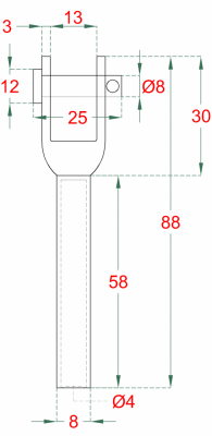 Lepicí úchyt pro nerezové lanko ø4 mm, broušená nerez K320 / AISI304, použít lepidlo MD-GLUE150.424/20