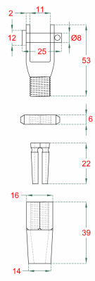 Úchyt pro nerezové lanko 5 mm, broušená nerez K320 / AISI304