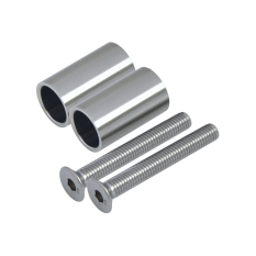 Přechod na vymezení vzdálenosti mezi sloupem (plochý) a kotevní deskou, ø 20x2,0 mm /L:35 mm, vnitřní šroub: M8x60 mm, broušená nerez K320 / AISI304, bal: 2ks