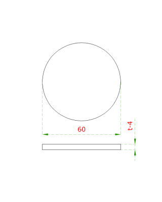 Ukončení-krytka (ø 60,0 mm / H: 4 mm), broušená nerez K320 / AISI304