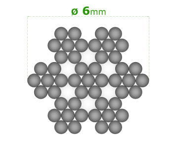 Nerezové lanko ø 6mm (7x7 dr.) /AISI316
