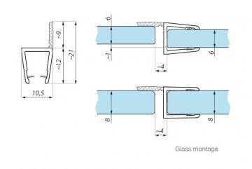WSE 6-8 BL - Těsnění pro sklo 6-8 mm