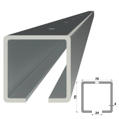 C profil 70x70x4mm s otvormi, pozinkovaný, dĺžka 2m