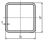 Uzavřený profil 40x40x2mm, černý S235, hladký - Délka: 6m