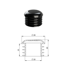 Vnitřní krytka kulatá ø 28 mm, plastová, černá