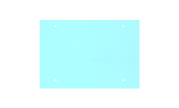 Transparentní ESG / VSG sklo, rozměr 850x1250mm, tloušťka: 10.76mm s fólií a výřezy na držáky EB1-PRJ, průměr díry ø25mm