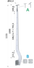 Nerezový vypalovaný sloup, boční kotvení, 8děrový