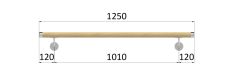 Madlo drevené (1250mm), materiál: buk, brúsený povrch s náterom BORI (bezfarebný), set: 2 ks úchyt, madlo s nerezovým uk