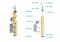 Dřevěný sloup, boční kotvení, výplň: sklo, koncový, levý, vrch nastavitelný (40x40mm), materiál: buk, broušený povrch s nátěrem BORI (bezbarvý)