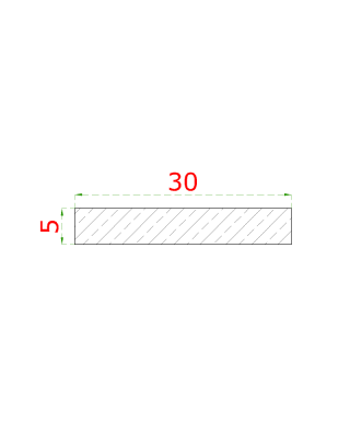 Nerezová tyč plochá 30x5mm, cena za 1ks(6m) brúsená nerez K320 /AISI304