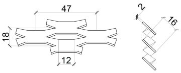 ťahokov Al, kosoštvorcové oko: 47x18mm, mostík: 8mm (1000x2000x2mm), orientácia oka: rozmer oka 47mm je rovnobežná s rozmerom tabule 1000mm