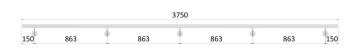 Madlo 3750mm (set:5ks úchyt, madlo 40x40mm s ukončením), brúsená nerez K320 /AISI304