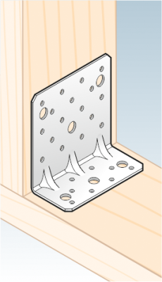 úhelník s prolisem 95x53x110mm, 2,5mm, pozink, díry průměr 5mm-25ks, 11mm-6ks