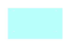 Transparentní ESG / VSG sklo, rozměr 1750x1000mm, tloušťka: 12.76mm s fólií a výřezy na držáky EB1-PRJ, průměr díry ø25mm